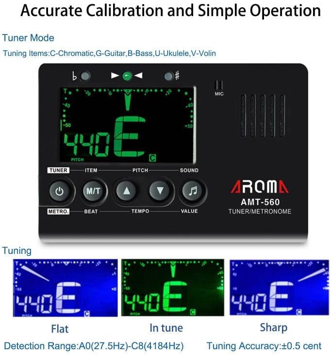 Moreup Digital Metronome Tuner Tone Generator, 3 in 1 Musical Tool with Contact Clip-on Microphone for Guitar Bass Violin Ukulele Chromatic Clarinet Flute Trumpet - Image 5